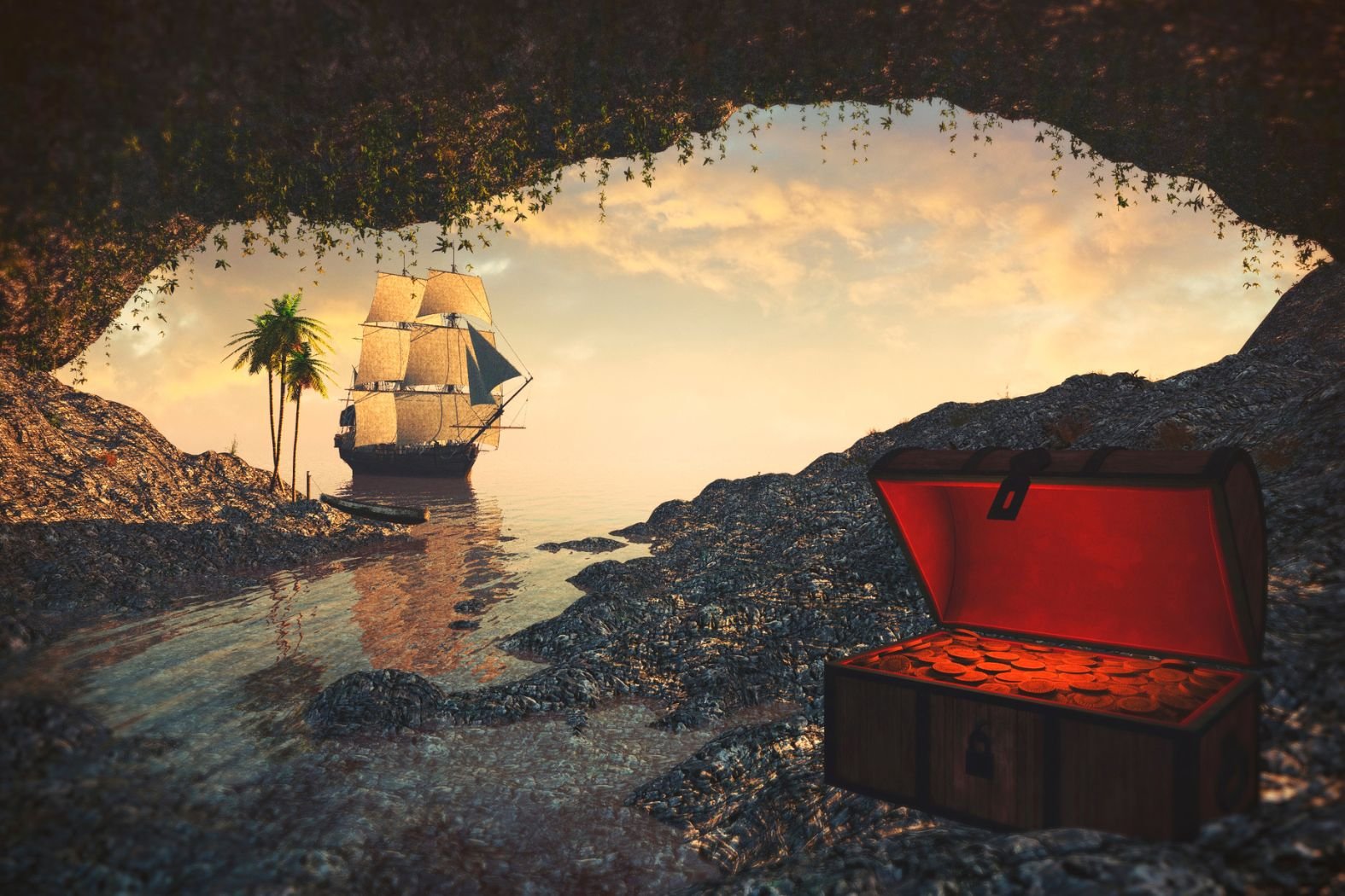 Fantasiereise: Boot auf ruhigem Wasser